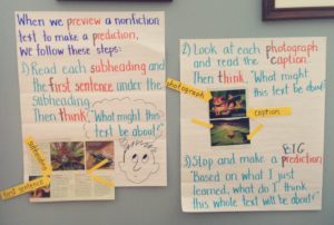 Anchor charts for lesson with 2nd graders on making informed predictions